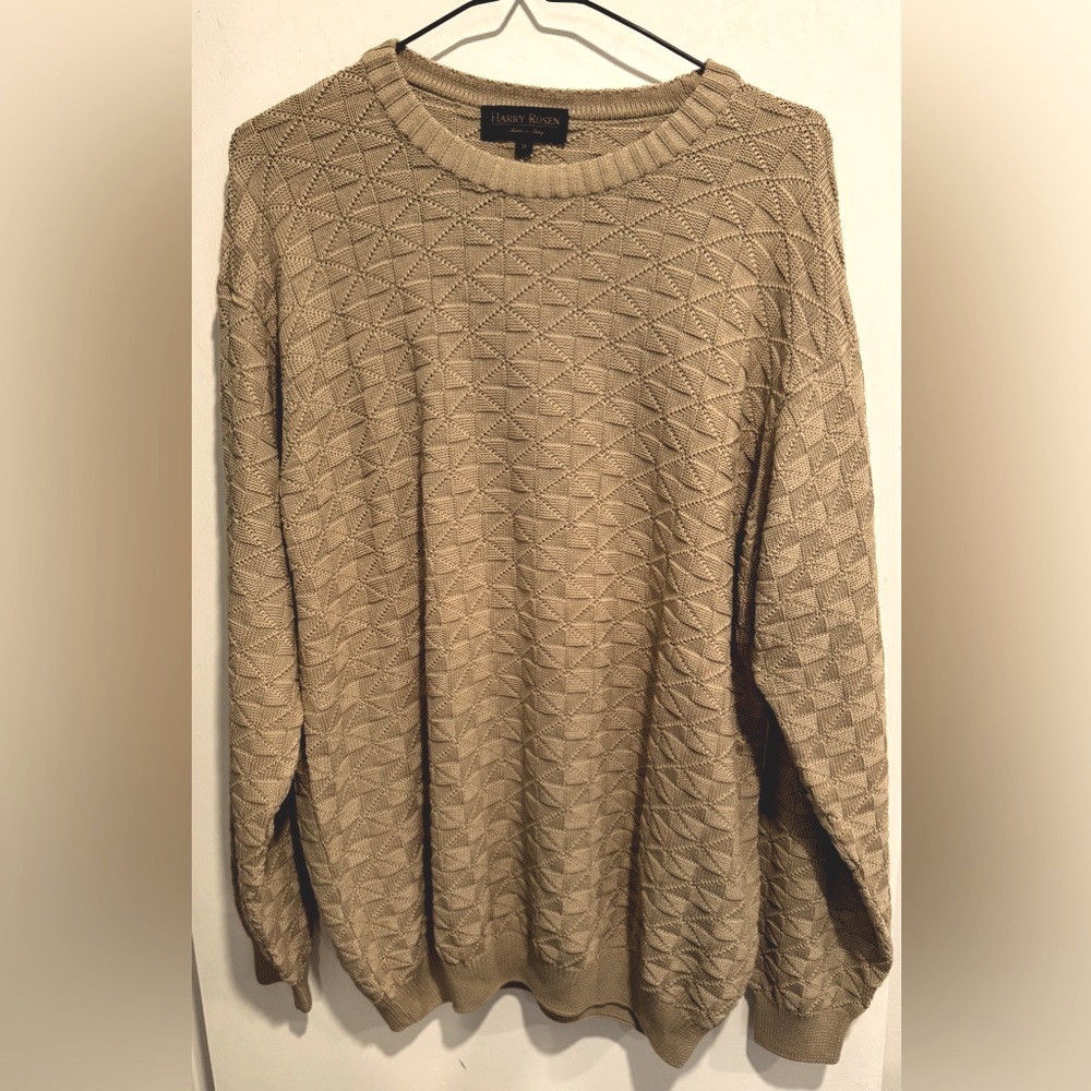 Vintage Harry Rosen Italy knit textured round cotton sweater street grunge M